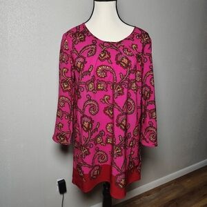Liz Claiborne Pink and Red Floral Tunic Vintage XS